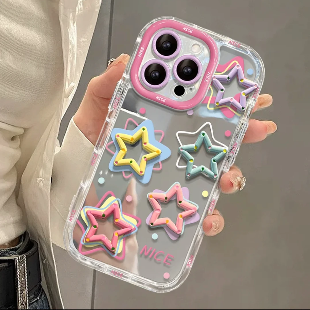 星星镜面公仔适用华为mate60苹果15新款oppo小米14vivo手机壳ins