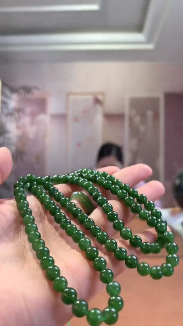 【闪购商品】和田玉珠串未镶嵌碧玉珠串卡6mm