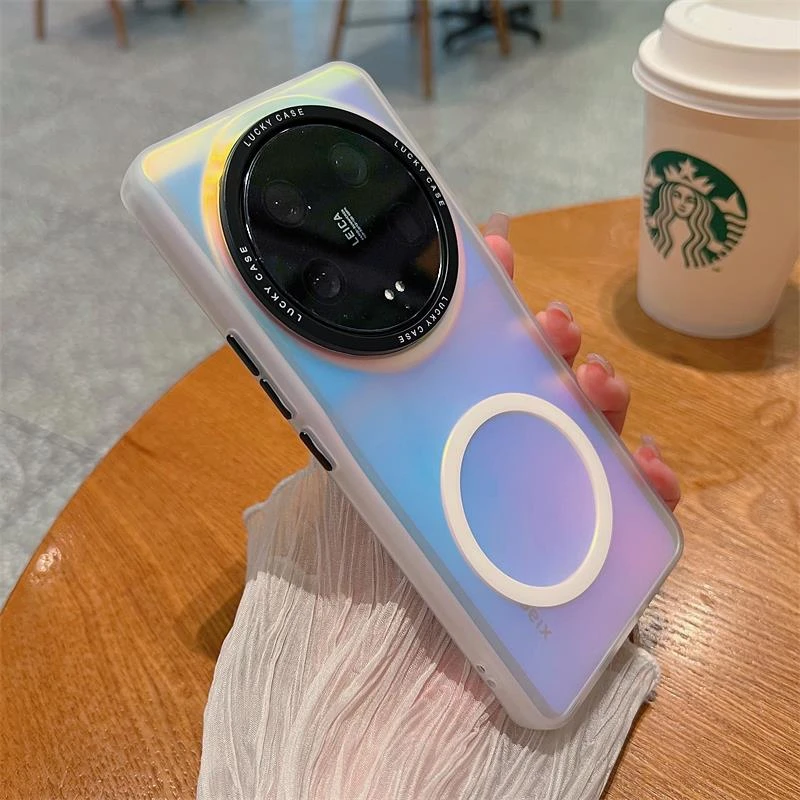 适配于渐层磨砂小米13ultra手机保护壳磁吸充电mate60pro镭保护套