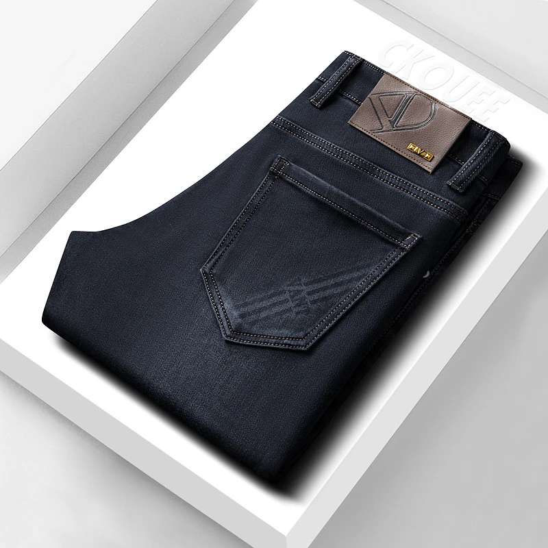 CKOUEE高端轻奢男士秋冬舒适百搭商务修身弹力直筒牛仔裤