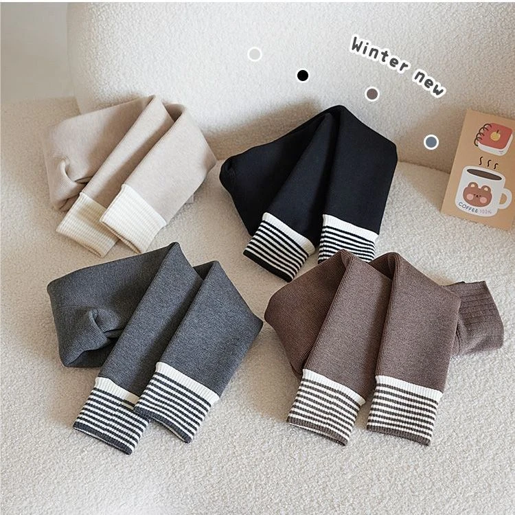 女童打底裤加绒加厚秋冬季一体绒宝宝洋气外穿配裙子儿童九分裤子