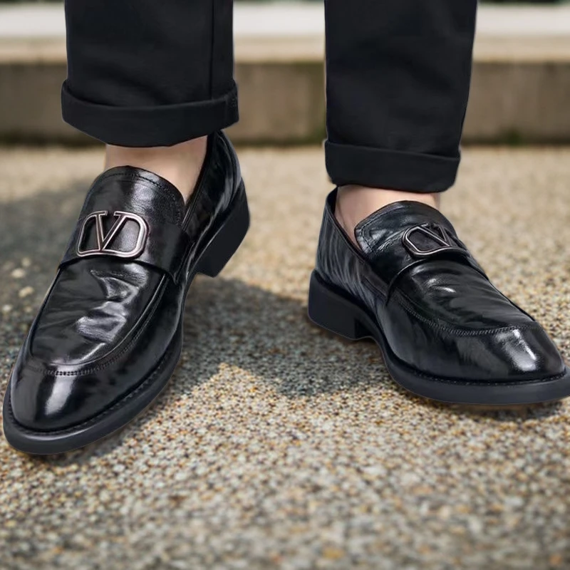 高端头层羊皮男士皮鞋男休闲真皮透气高档正装男鞋商务德比鞋英伦