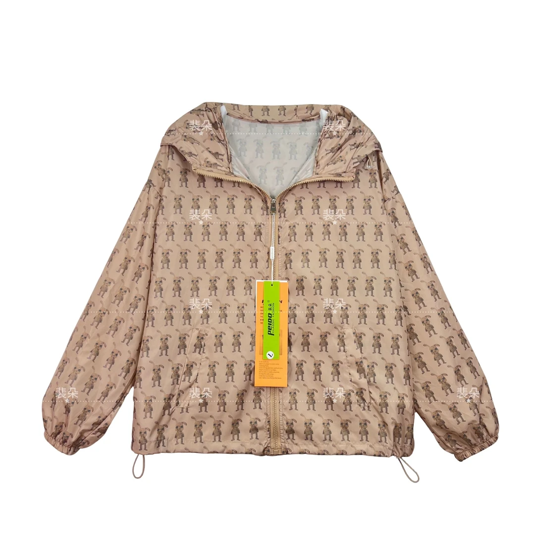 【兔子世家】Y707高奢满印小兔子防UF50+晒外套长袖印花薄款连帽女