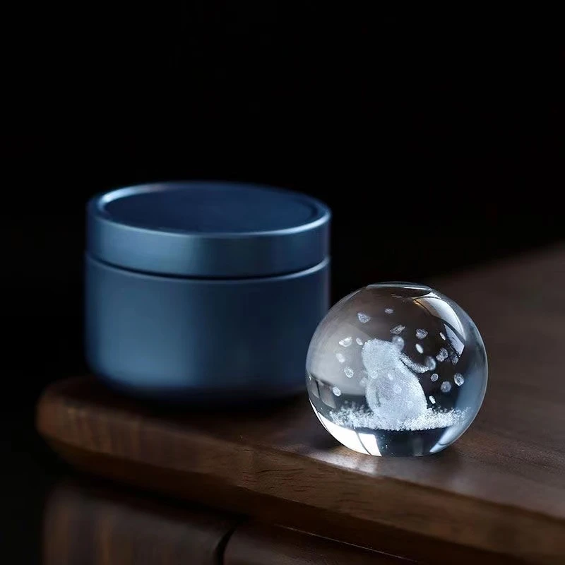 水晶玻璃月兔盖置茶托架茶壶盖碗盖托茶桌摆件茶道配件