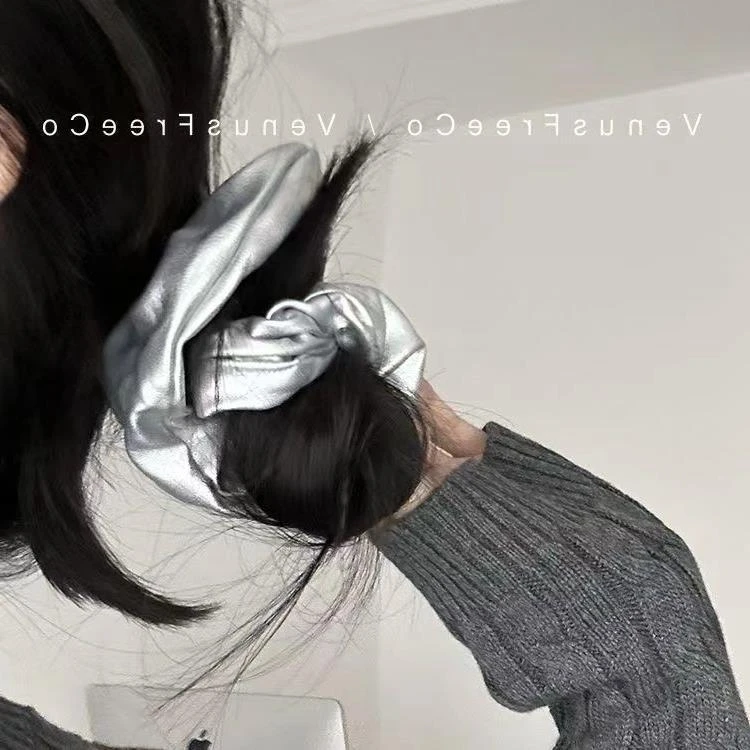 银色Jennie芭蕾银秋冬皮质大肠大号发圈黑色棕咖啡灰白韩国ins