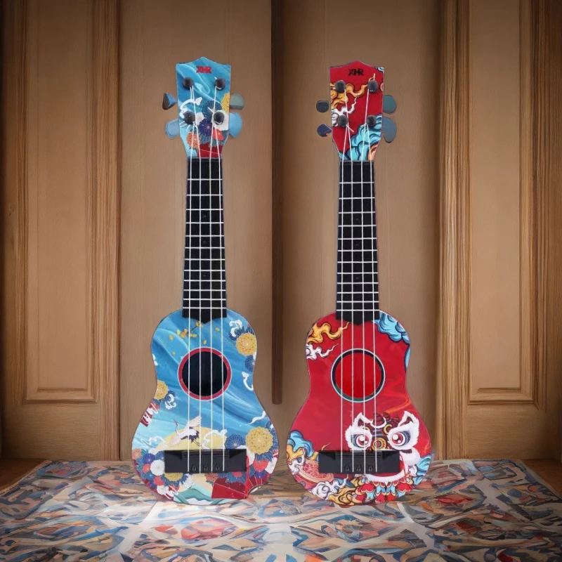 国潮风尤克里里儿童仿真可弹奏启蒙益智乐器复古时尚音乐夏日带娃