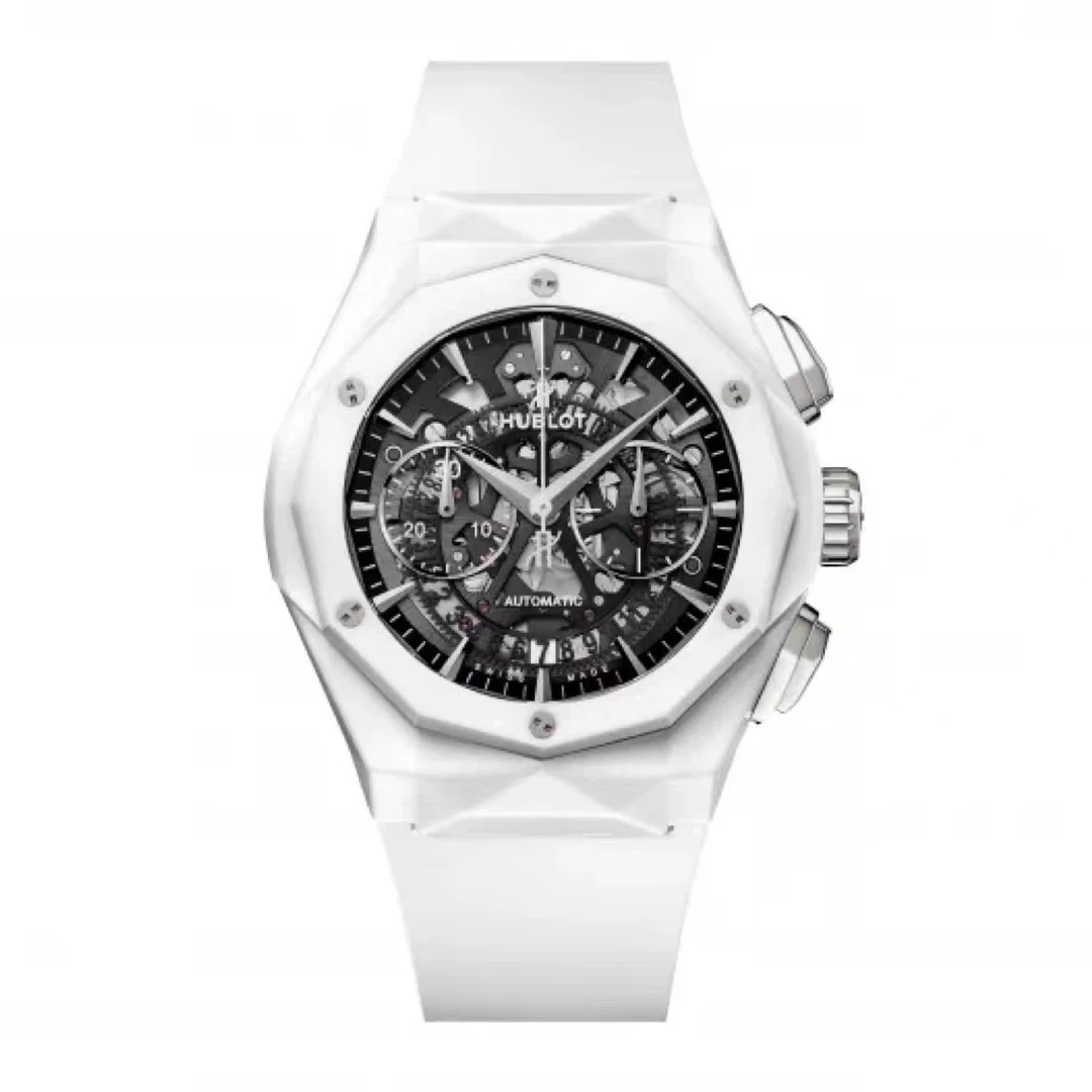 99新 Hublot/宇舶表 智超/大爆炸525/白陶瓷镂空盘/45m/21全套