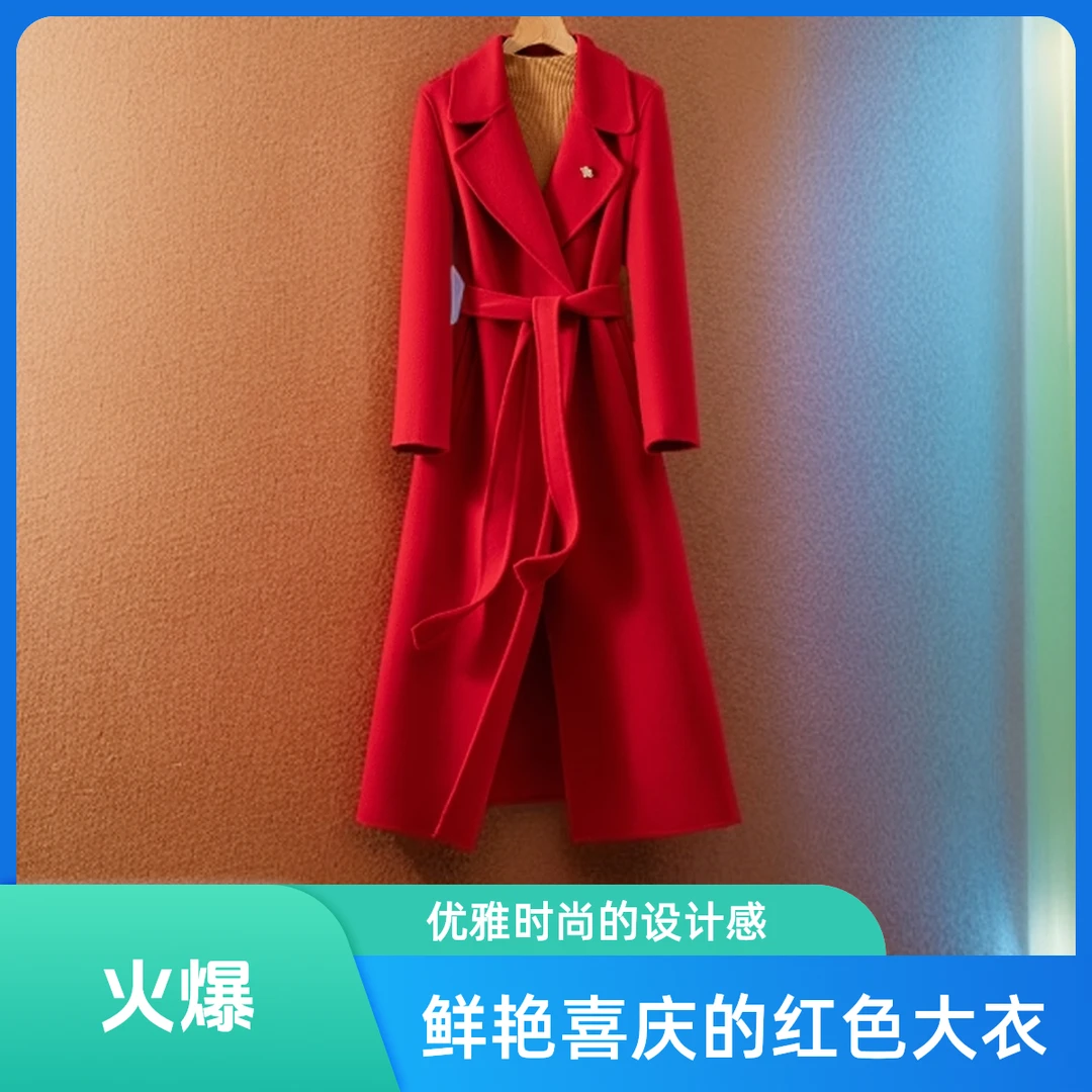 （3021-3030）时尚风衣 双面呢大衣中长款