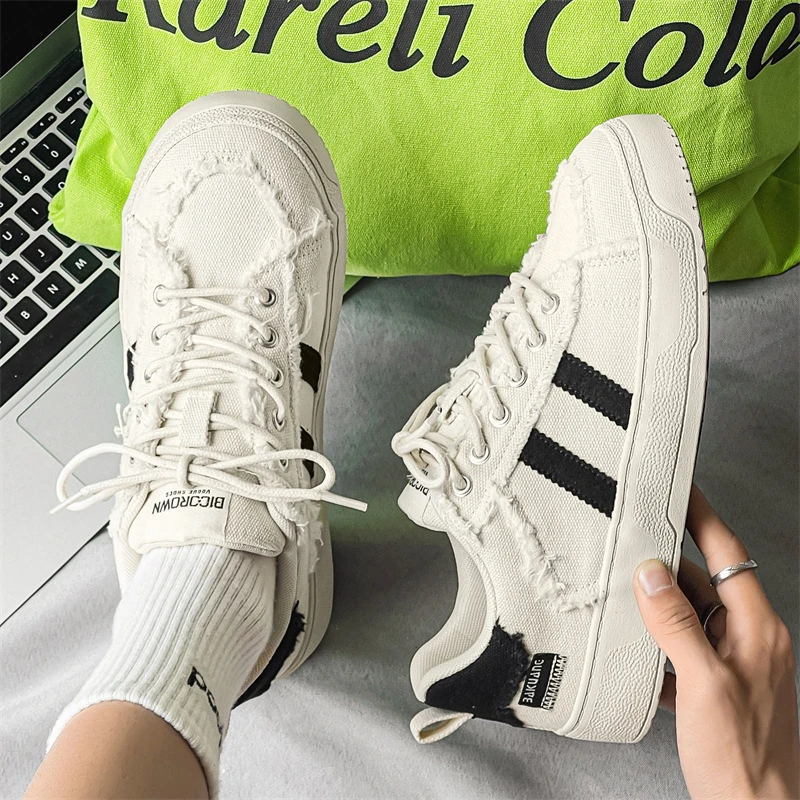 夏季男士帆布鞋韩版小众休闲小白鞋潮流时尚百搭耐磨潮低帮男鞋子