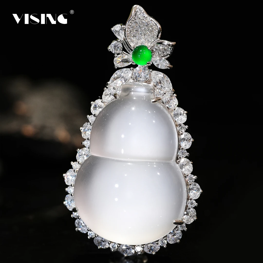 VISING天然石英质玉水沫大葫芦吊坠项链毛衣链国风新中式