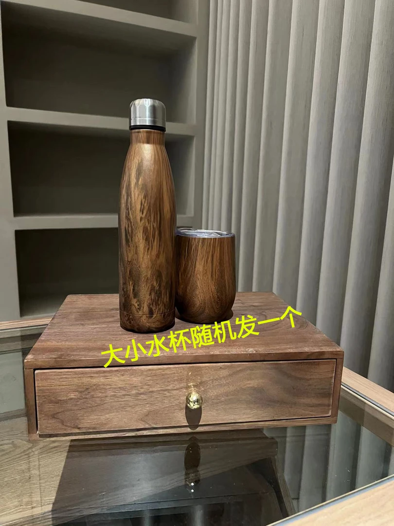 潮灰.私订 复古高档木纹大容量保温杯小巧保温杯女士创意潮流便携