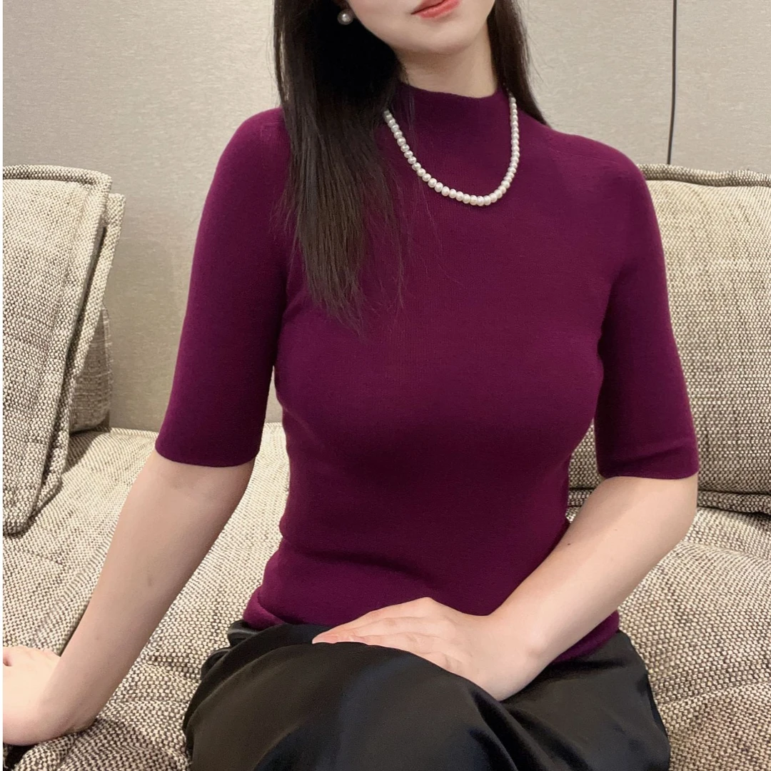 JODRFU【半高领中袖】OTW抗起球120S扬子纱18针无缝一体显瘦打底衫