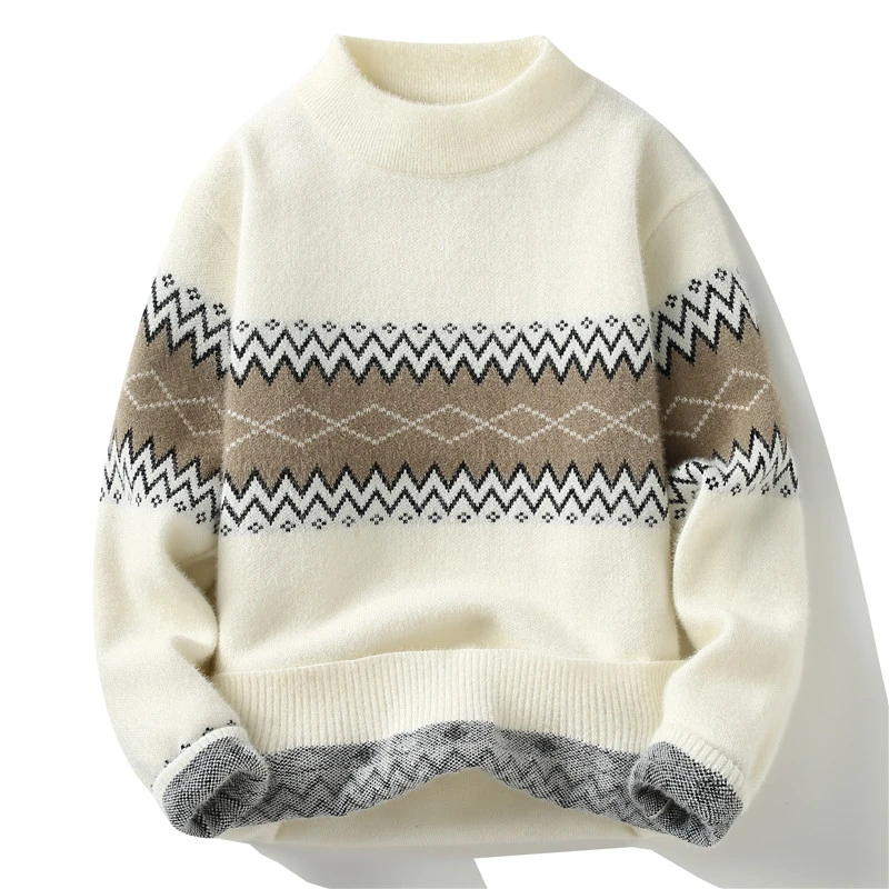 【加厚双面绒】青少年秋冬新款加厚双面绒半高领毛衣休闲保暖针织衫