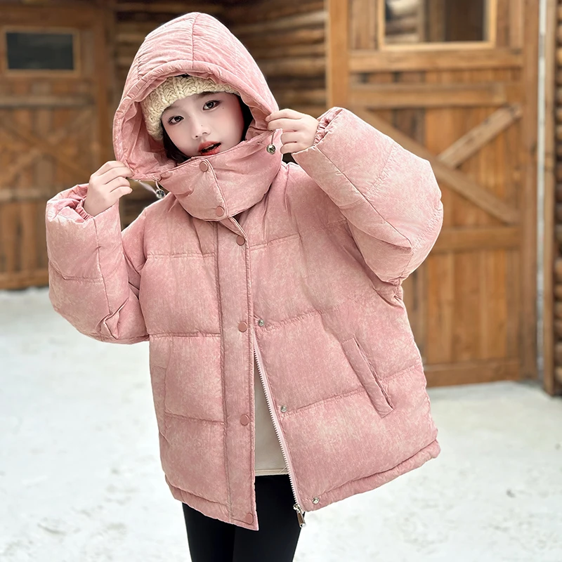 女童冬装夹棉外套2025中大童连帽加厚棉服6-12岁15岁时髦保暖洋气