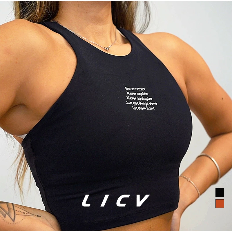LICV原创设计女款运动紧身弹力高强度瑜伽工字背心健身衣无袖上衣