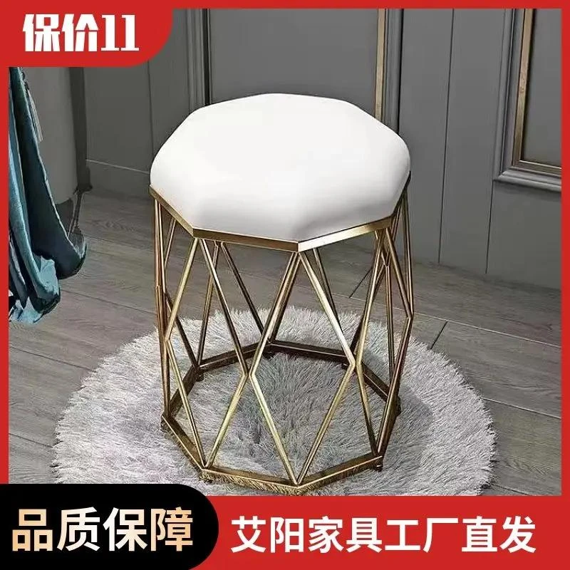 轻奢梳妆台圆凳子家用北欧现代女生卧室网红ins化妆台椅子美甲椅