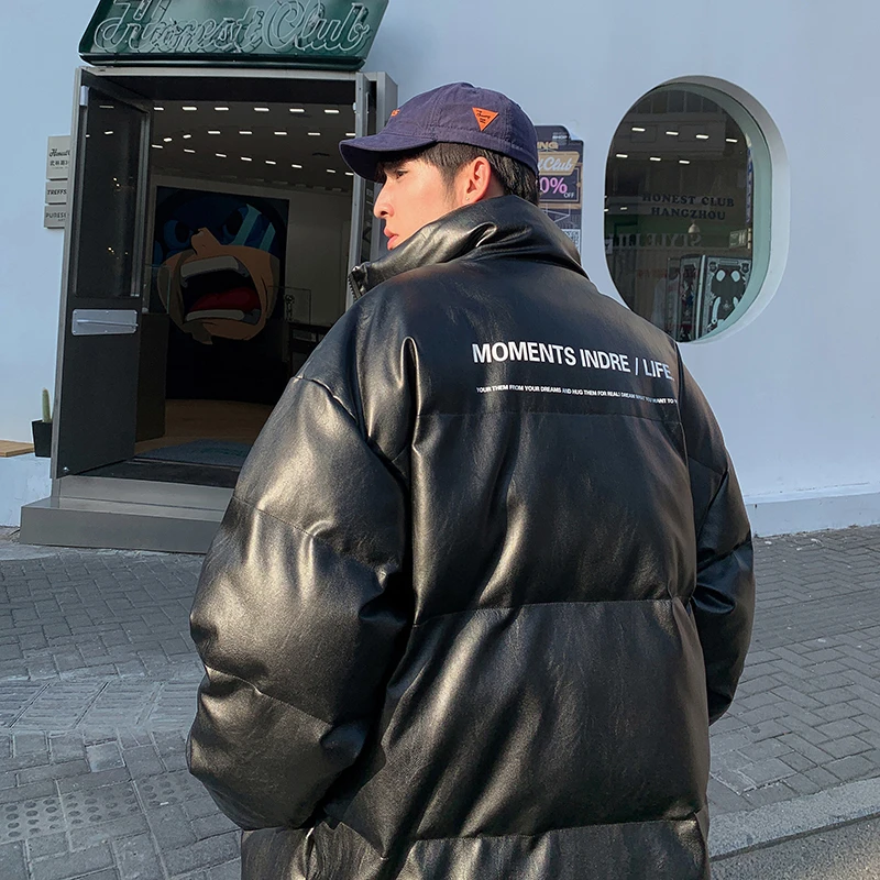 下架 男冬季高街加厚皮夹克棉服情侣款复古立领面包服