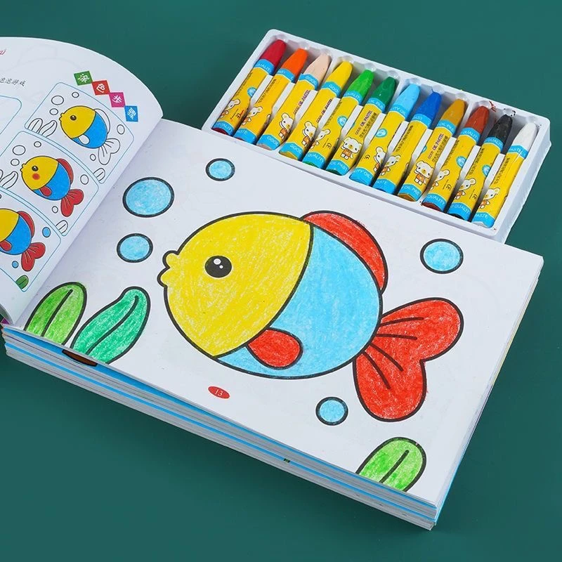 填色涂鸦画画书儿童阶梯涂色本小孩绘画油画棒册3-4-5-6-7岁