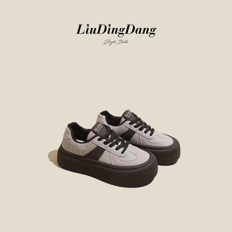 【刘叮咚女鞋】厚底小白鞋女2025年春季新款爆款增高复古德训鞋运动