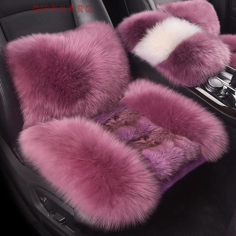 新款纯羊毛汽车坐垫皮毛一体无靠背单片车载毛垫冬季保暖真毛座垫