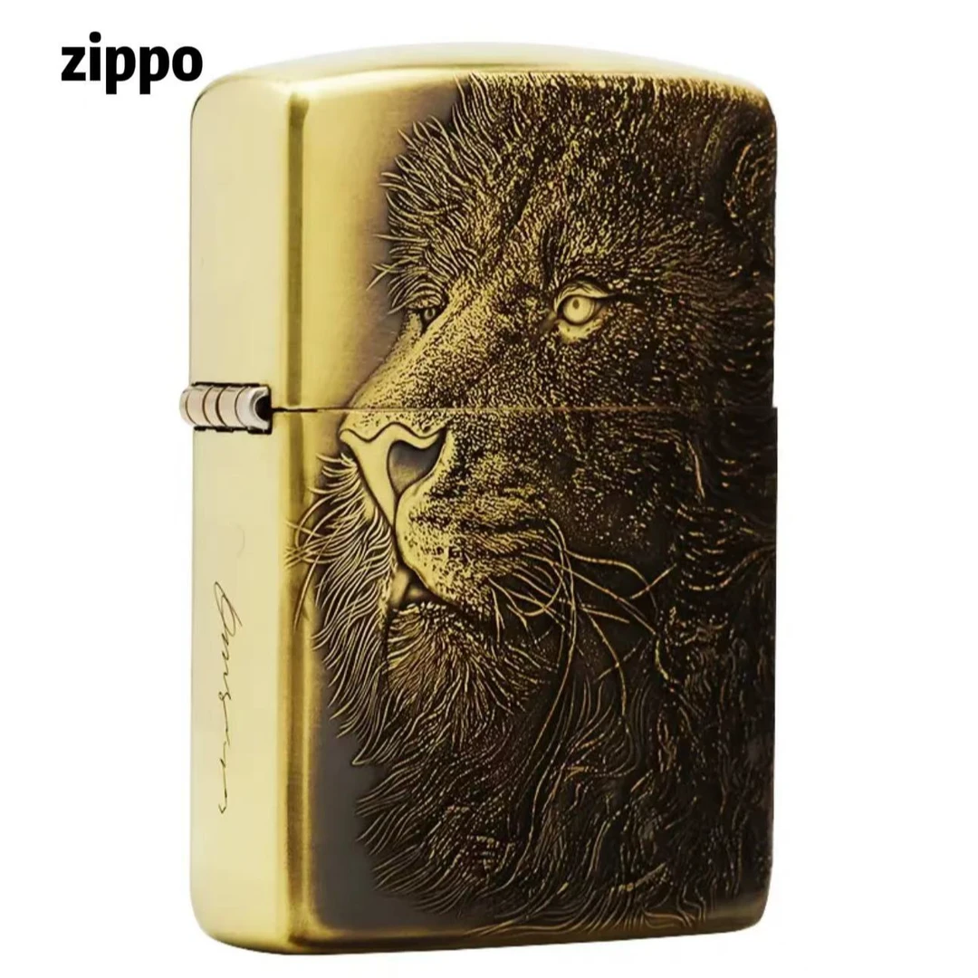 ZIPPO/之宝打火机正版狮虎争霸黄铜盔甲煤油防风男士送礼XBL-DYJ1
