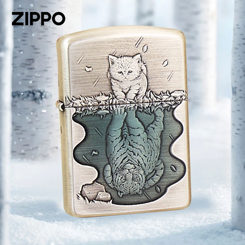 ZIPPO/之宝打火机正版【同城优选】162熏银心有猛虎浮雕收藏男DYJ1