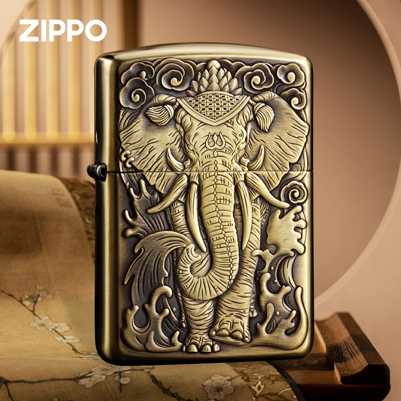 ZIPPO/之宝打火机【同城优选】六牙神象浮雕煤油防风款收藏男士DYJ1