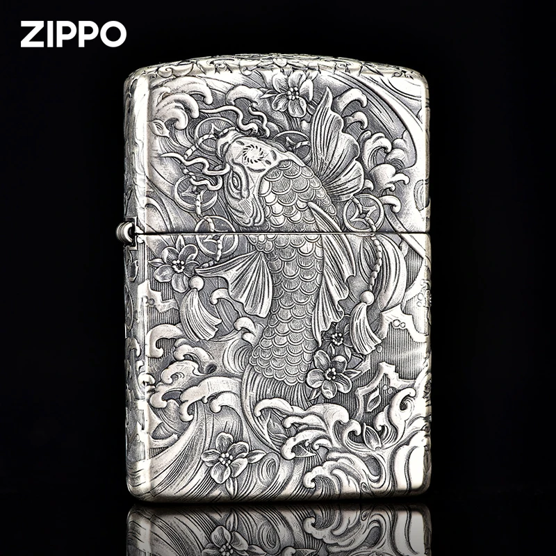 ZIPPO打火机正版盔甲五面浮雕锦鲤 官方正品防风男士礼物DY9820FD