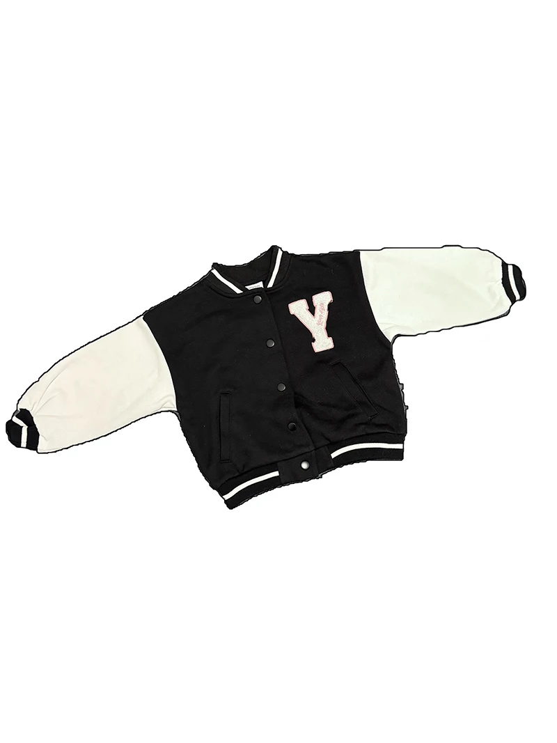 黑色夹棉可爱时尚女童棒球服外套