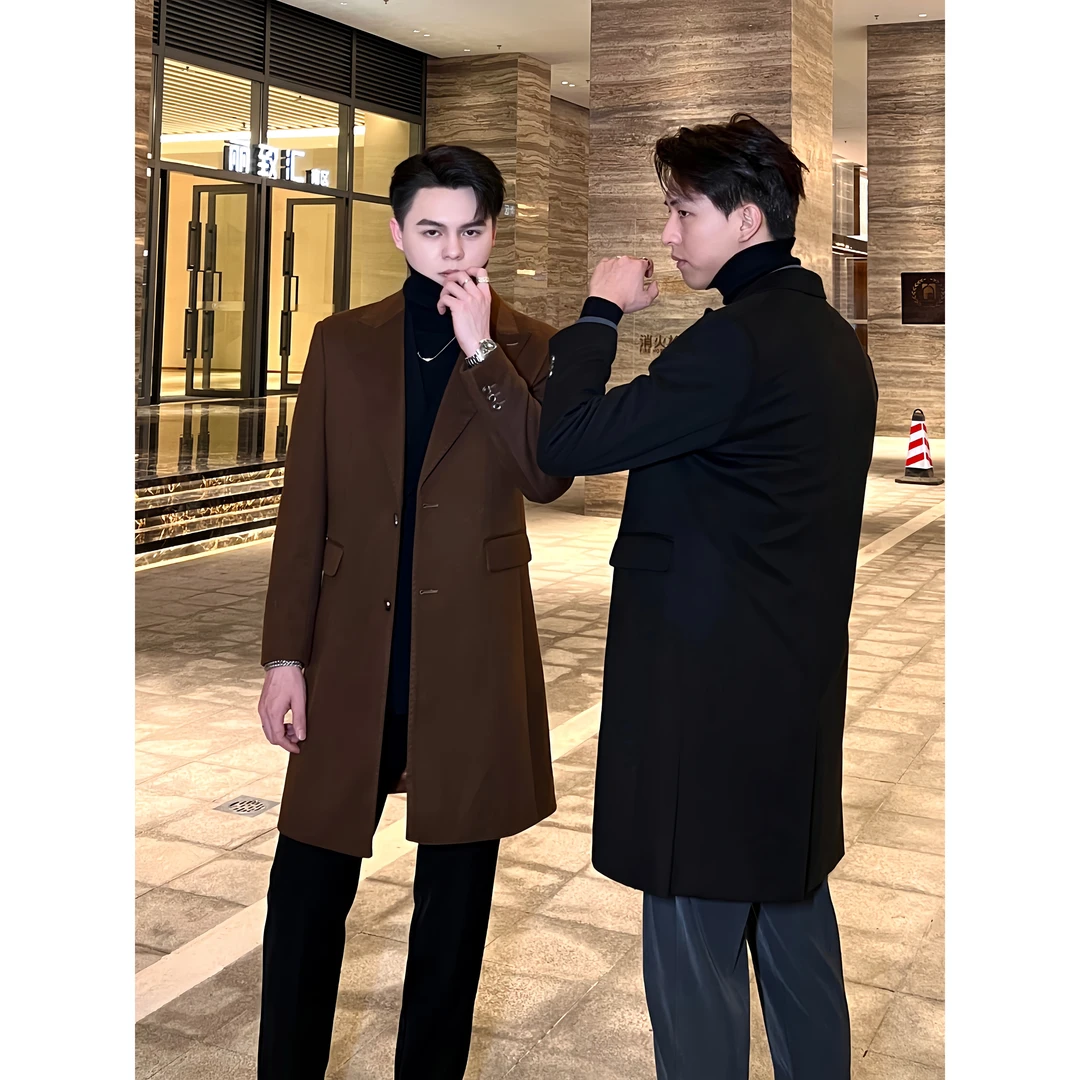 【618】秋冬新款高级戗驳领单排扣潮流大衣西装外套-23616