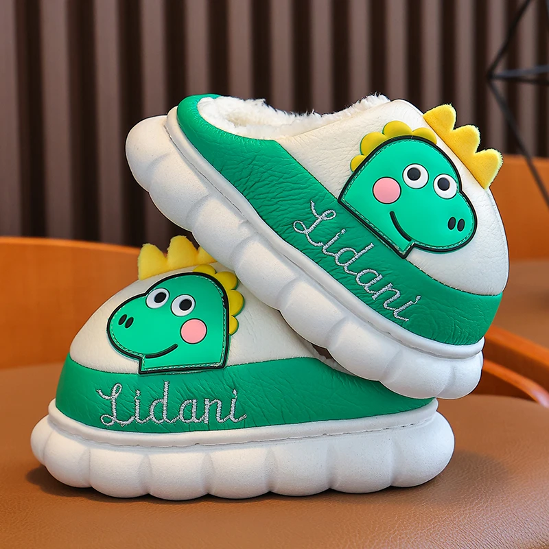 网红儿童棉鞋冬季居家保暖宝宝鞋子皮面防水防滑男女童包根棉鞋