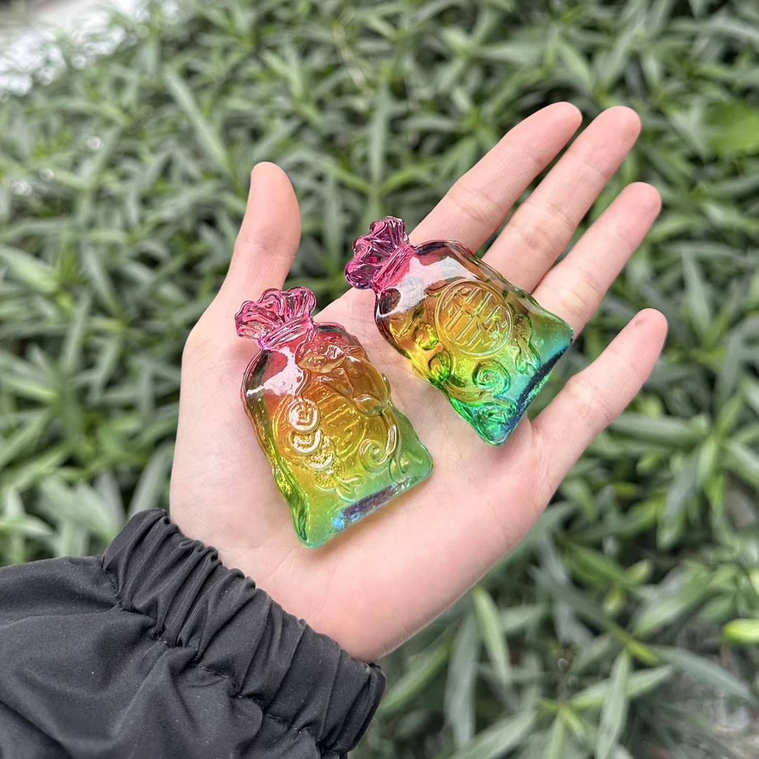 黄水晶元宝福袋钱袋摆件