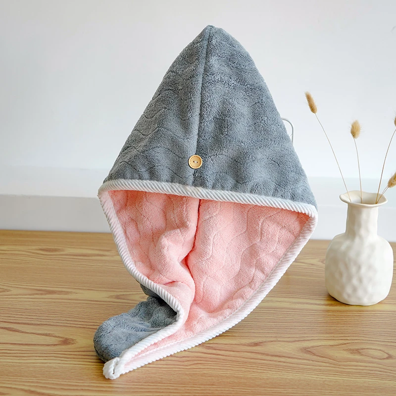 双层双面可用超柔吸水提花网红干发帽加厚浴帽