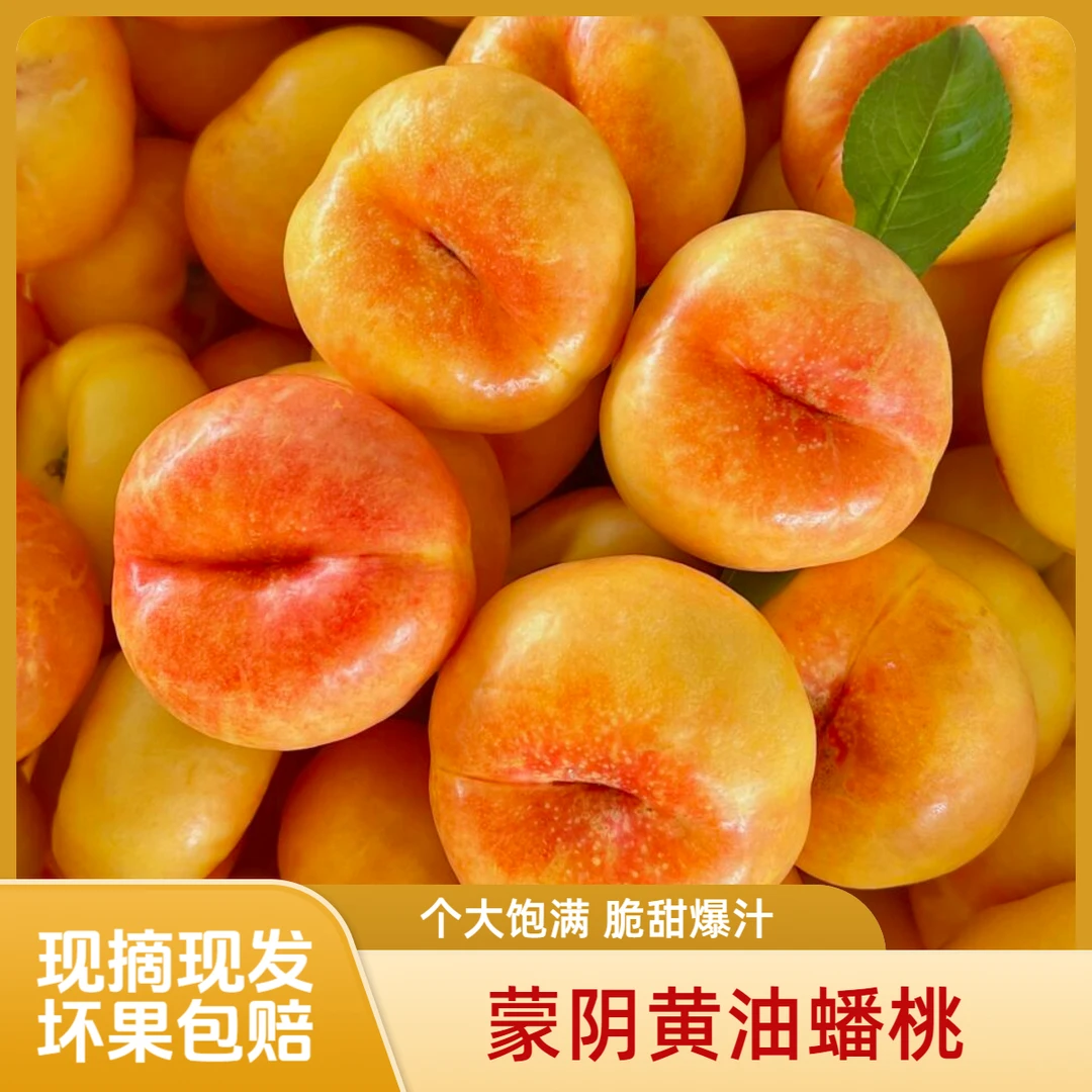 【顺丰快递】蒙阴黄金油蟠桃正宗脆甜现摘扁桃水果黄桃新鲜爆汁4