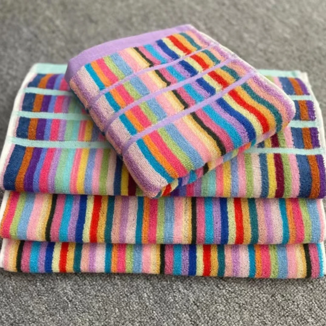 简约学生条纹加厚全棉毛巾吸水洗澡速干擦脸毛圈洗脸巾棉质柔软