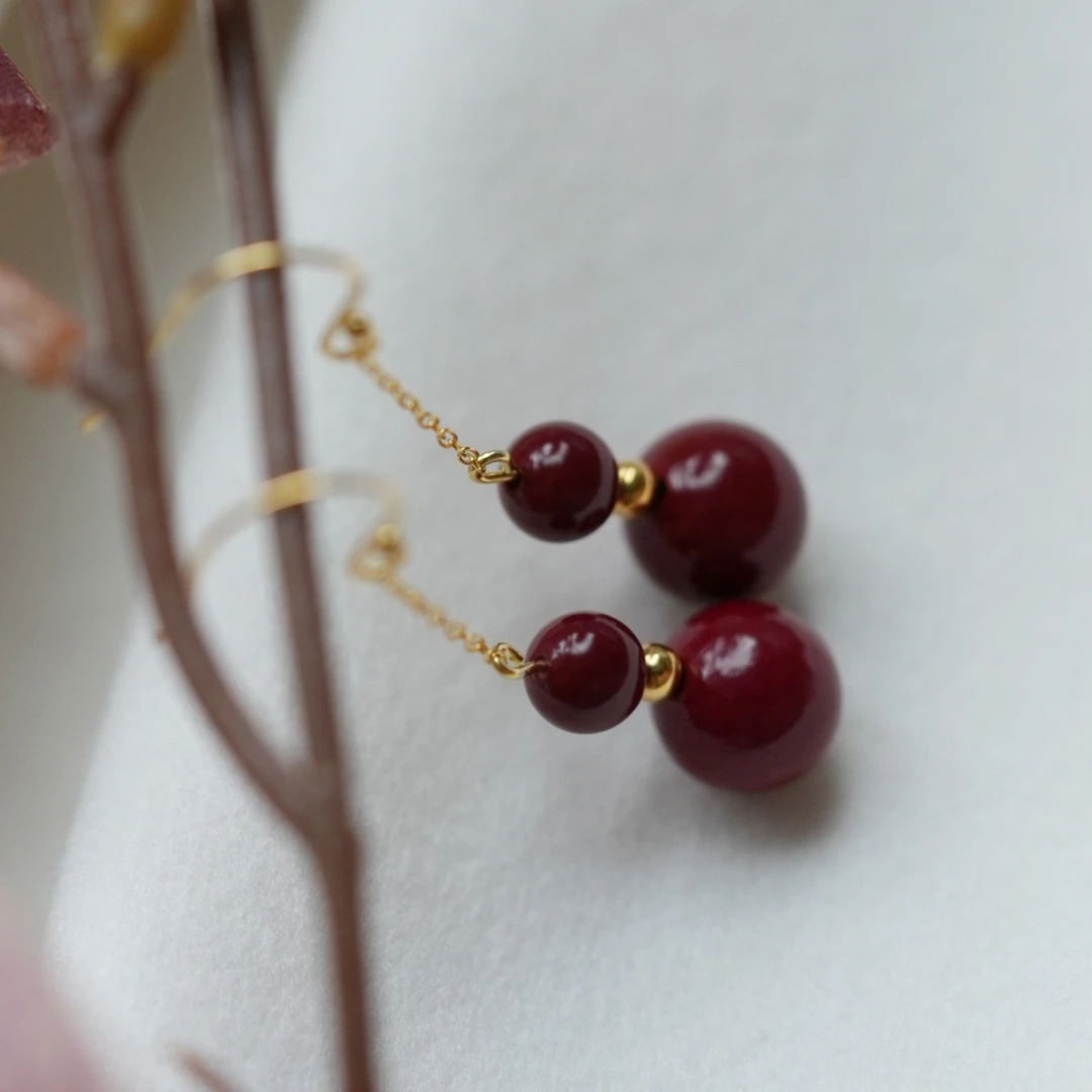 925银耳饰 新中式红豆流苏耳钩高级百搭秋冬新品复古典雅旗袍耳环