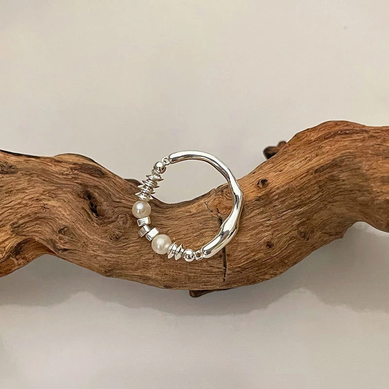 925银戒指 S925银碎银子指环珠珠戒指女轻奢气质百搭个性戒指