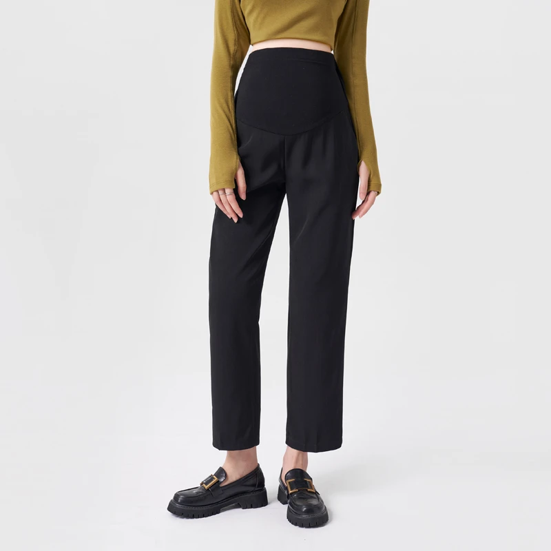 MASANON设计师孕妇裤直筒裤春秋款2025新款西装裤黑色九分烟管裤