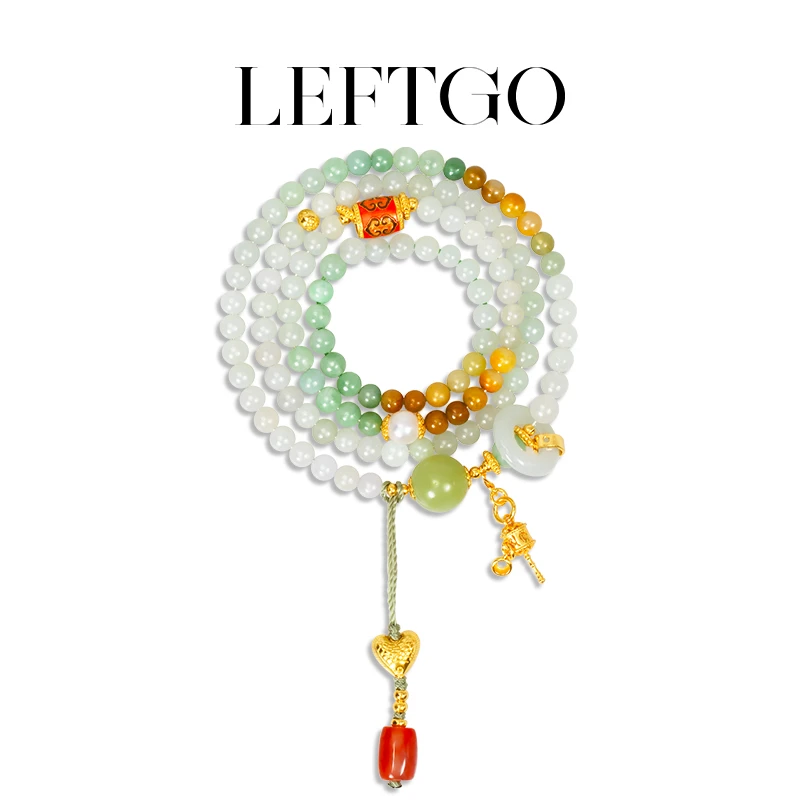 LEFTGO左戈正品天然三彩翡翠手链手串女款S925银镀金多样性发一件