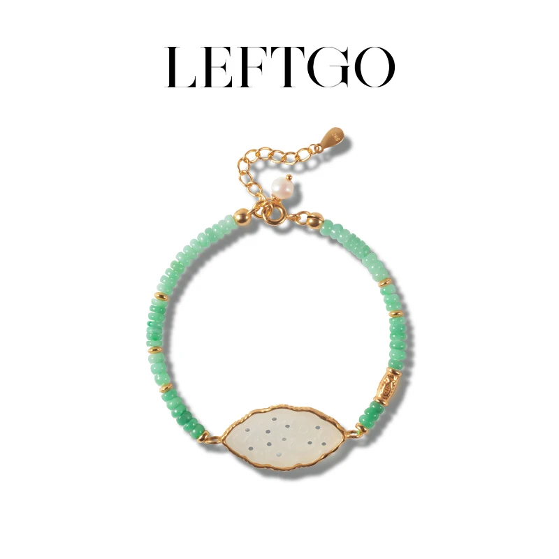 LEFTGO左戈天然缅甸翡翠算盘珠手链女款银镀金手串多样性发一件