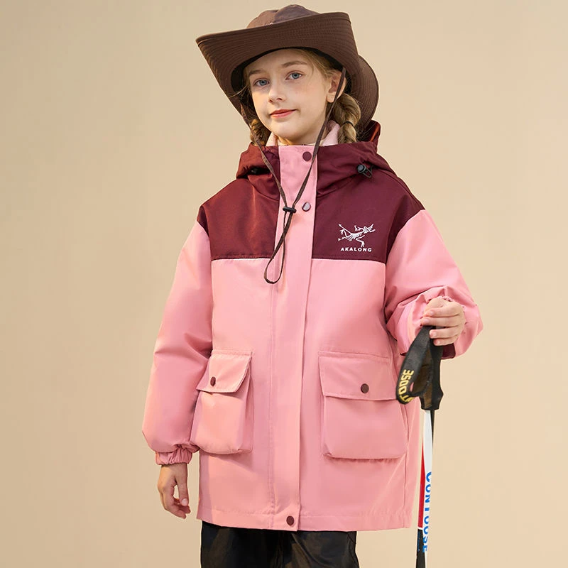 拾贝壳一衣三穿可拆卸儿童羽绒服工装加厚款男女中大童冬季冲锋衣