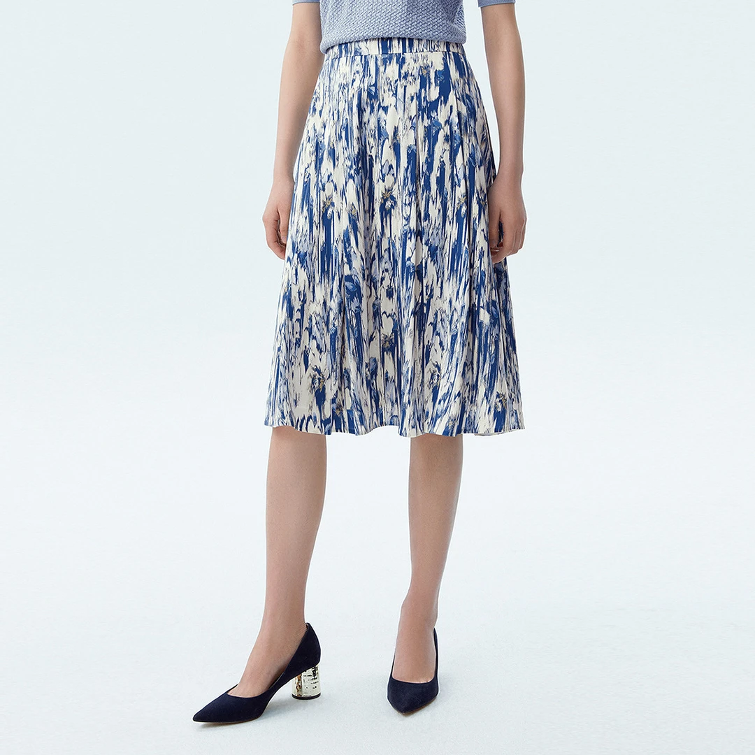 【Susie专享】高腰印花半身裙子女高级感通勤桑蚕丝裙