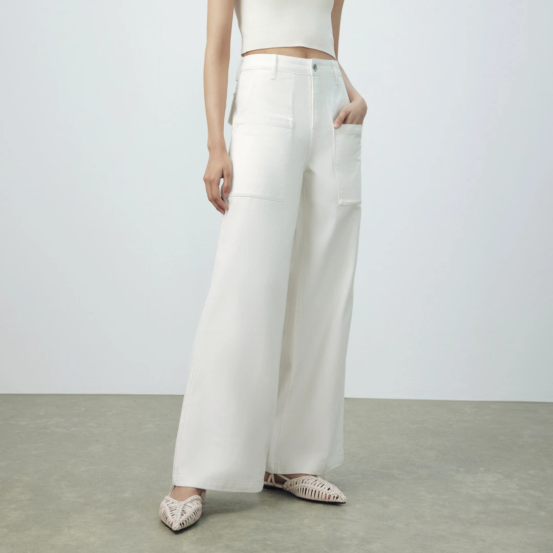 M.TSUBOMI/子苞米高腰直筒阔腿牛仔裤宽松休闲工装风长裤