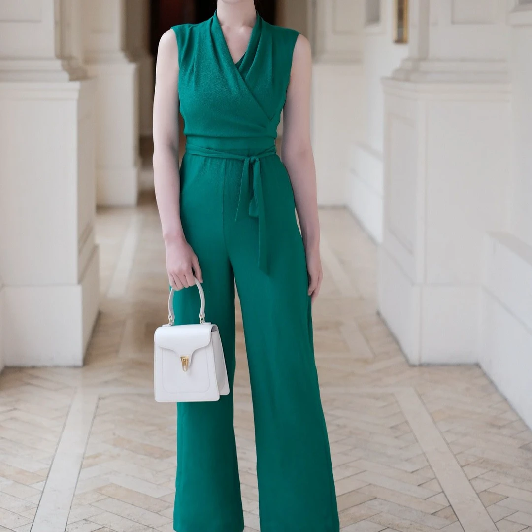 LANCY/朗姿朗姿连衣裙显瘦绿色爆款夏季吊带气质款