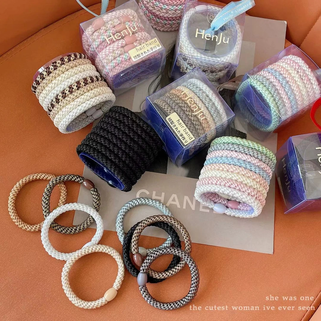 高马尾发圈加粗加厚高弹力发绳简约皮筋皮套发饰编织头绳橡皮筋女