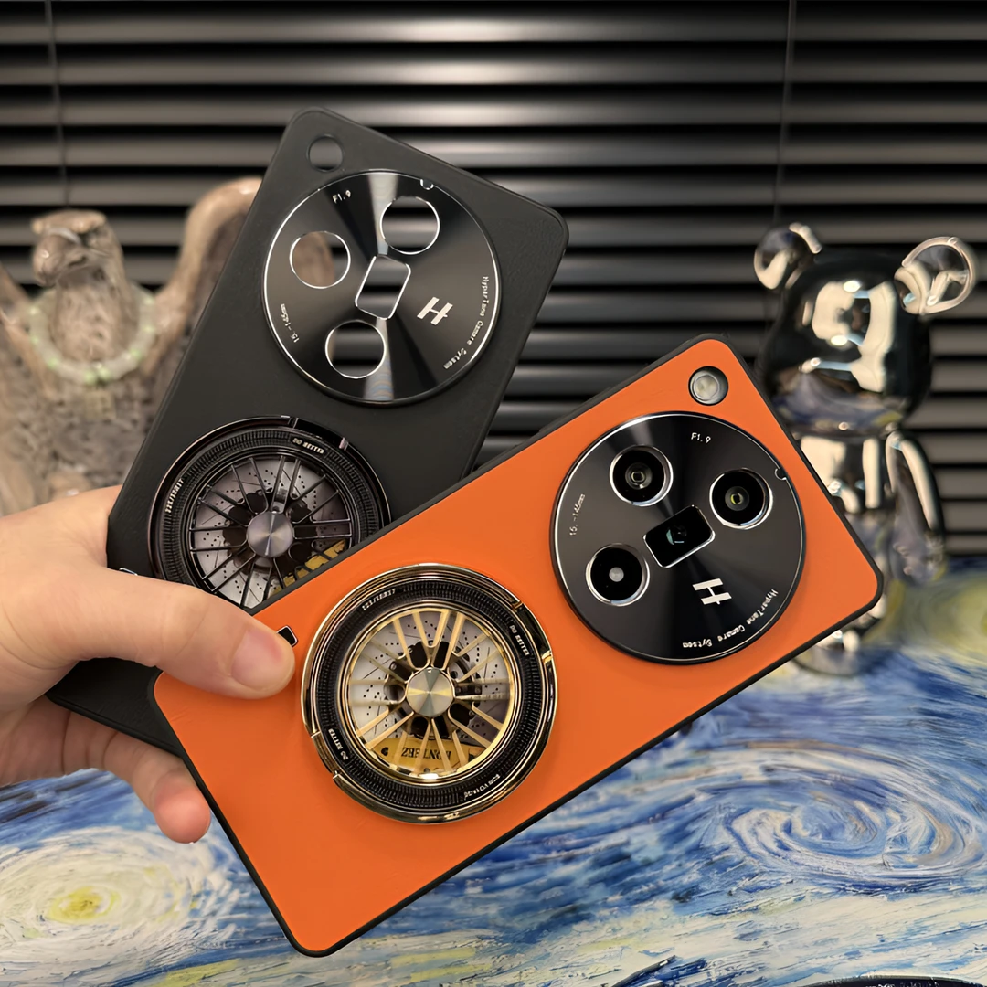 【星光素皮+旋转陀螺支架】适用OPPO FindX7 Ultra手机壳简约防摔