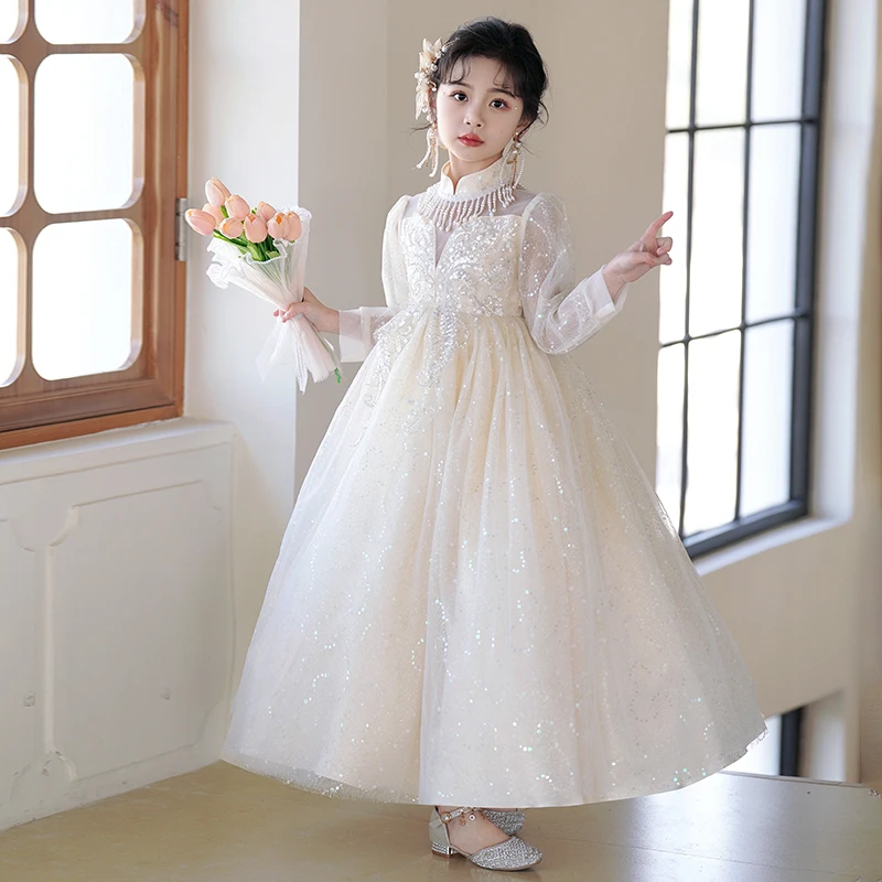 女童礼服轻奢钢琴演出服女孩生日裙子公主裙儿童主持人花童婚礼裙