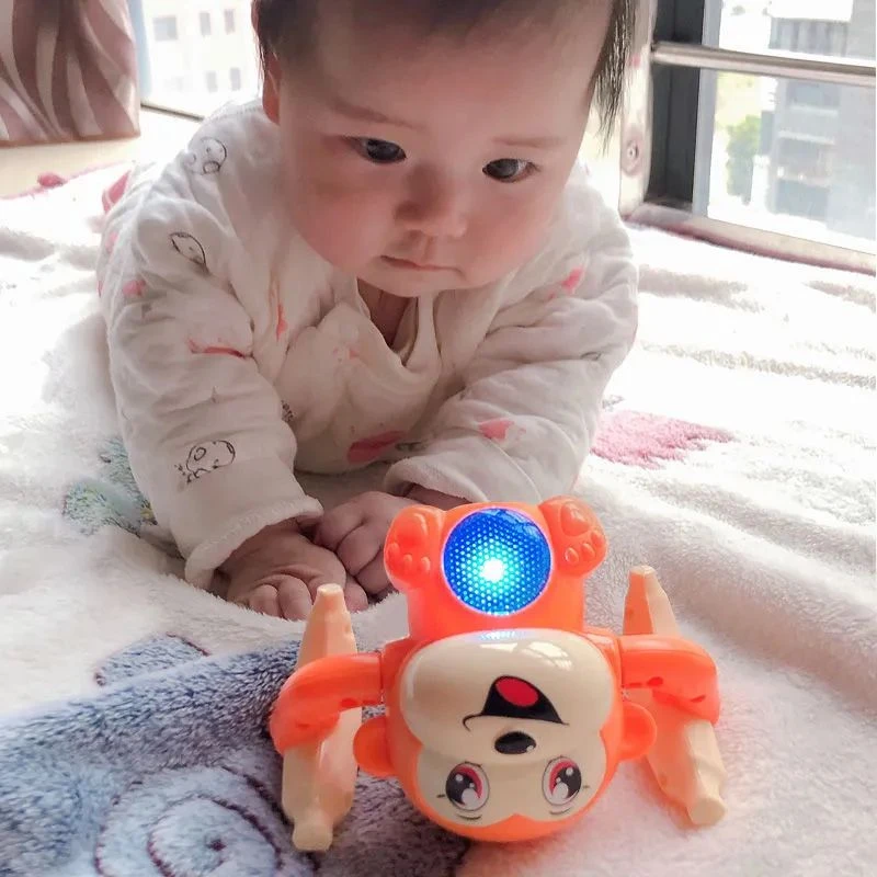 婴儿宝宝益智声光音乐电动翻跟斗的猴子  可练习抬头与跟爬