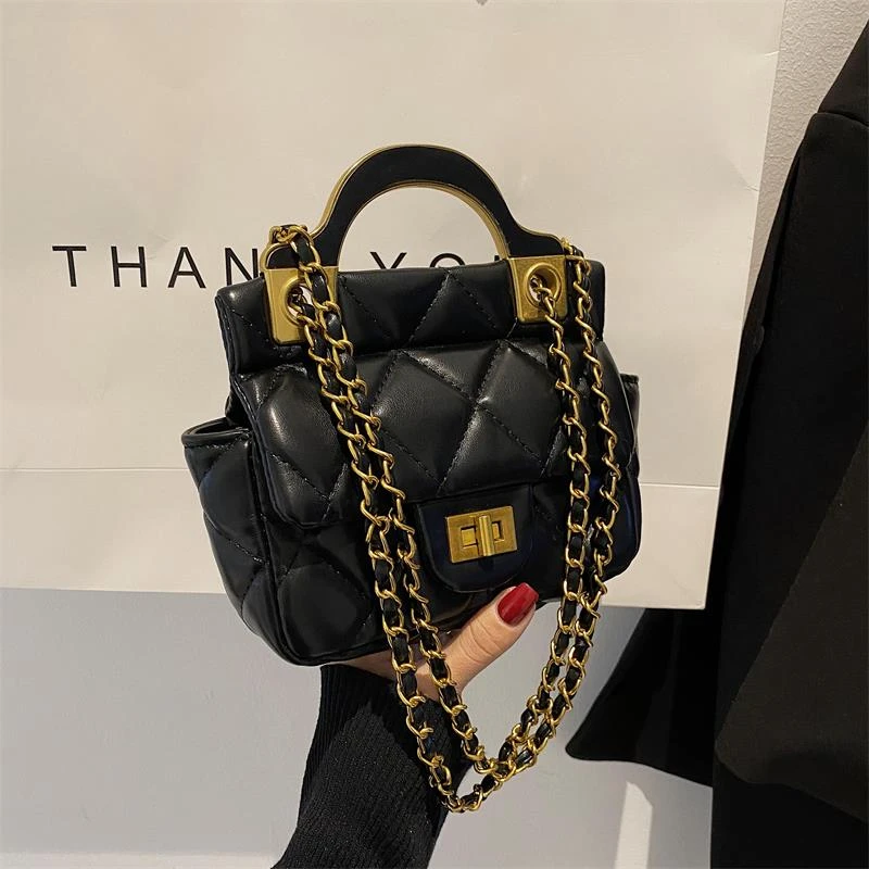 小众设计包包2025新款潮秋季质感女包菱格手提小包百搭斜挎水桶包