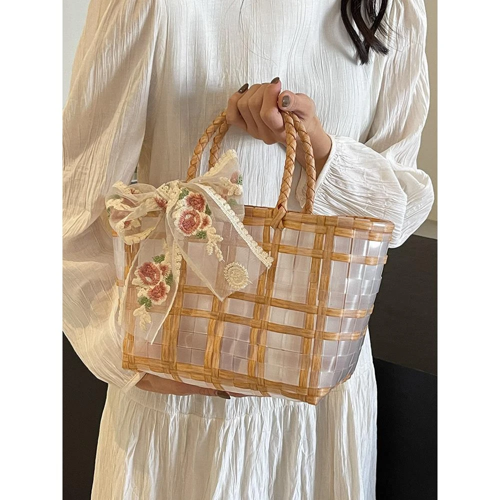 透明编织包包女托特包大容量秋冬2025新款百搭单肩手提上课通勤包